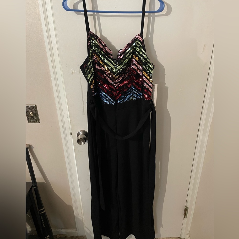 Rainbow sequined jumpsuit size 1x with tags